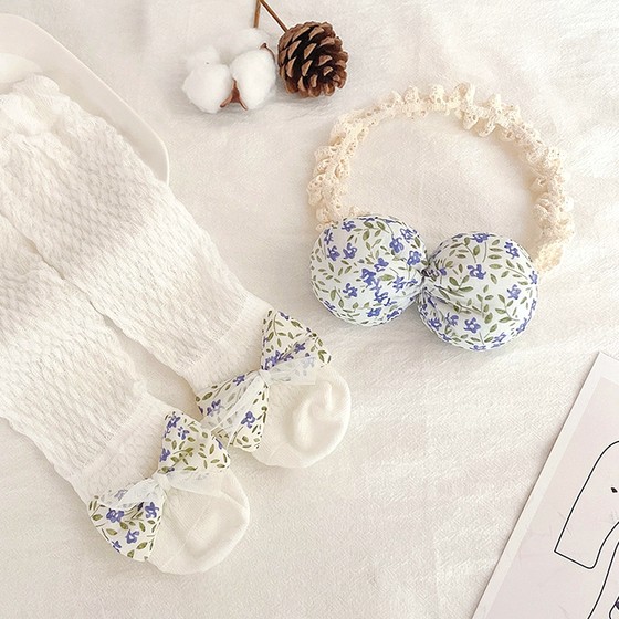 宝宝发带套装婴幼儿满月周岁礼盒可爱碎花发带新生儿礼物公主发饰