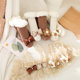 宝宝发带毛线袜子礼盒套装新生儿加厚羊羔绒袜子保暖防滑婴儿套装