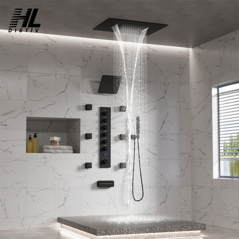 Distiv All-Copper Valve Body Bathroom Canopy Shower Set Stainless Steel Multi-Functional Household Bathroom Shower System