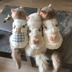 Cat Clothes Pocket Bear Sweatshirt Autumn and Winter Anti-hair Heattech Vest Short Muppet Gold Graded Dog Clothes