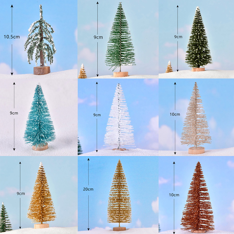 Miniature Artificial Christmas Pine Needle Tree with Wooden Base for Micro Landscape Pvc Desktop Decoration Small Ornament Miniature Artificial Christmas Pine Needle Tree with Wooden Base for Micro Landscape Pvc Desktop Decoration Small Ornament