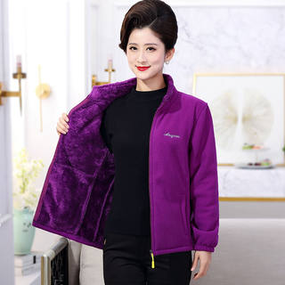 Spring and autumn mother's clothing coral fleece polar fleece jacket women's fleece top sweatshirt middle-aged and elderly loose thickening and fattening
