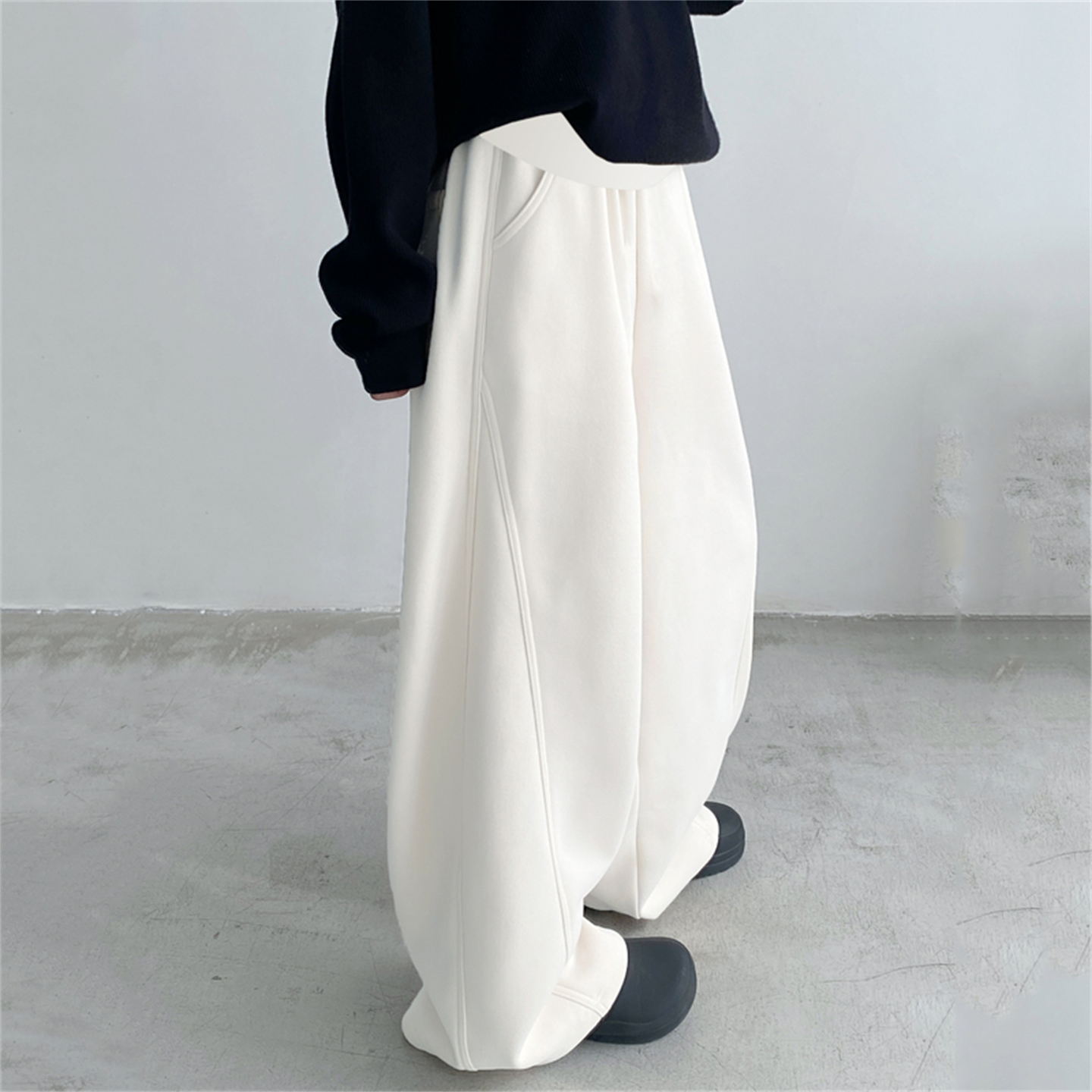 Maternity pants for spring, autumn and winter, fashionable large size white plus velvet banana wide-leg scimitar tall casual pants