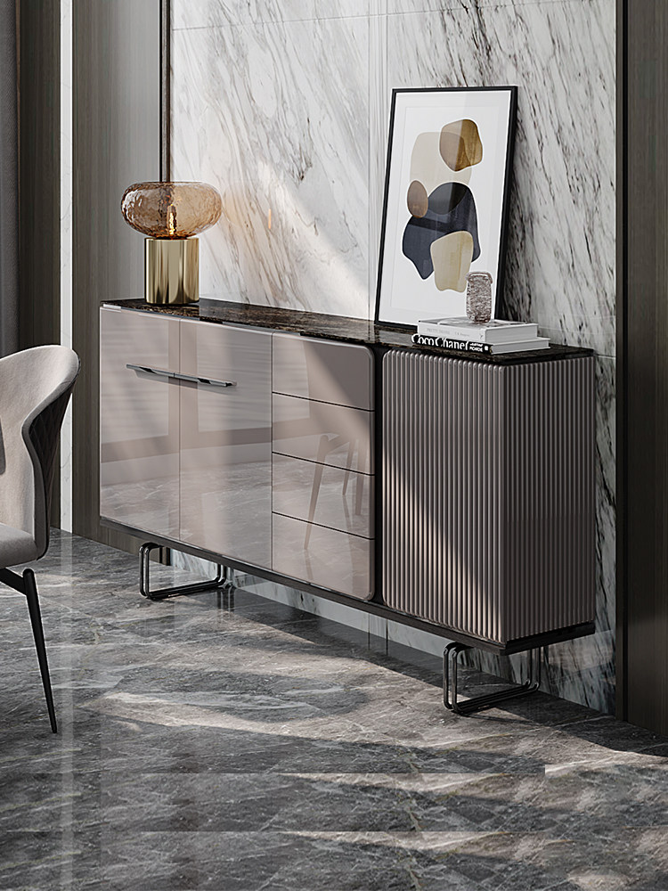 Penay Italian minimalist rock board sideboard narrow ultra-thin light luxury living room home modern minimalist tea cabinet locker