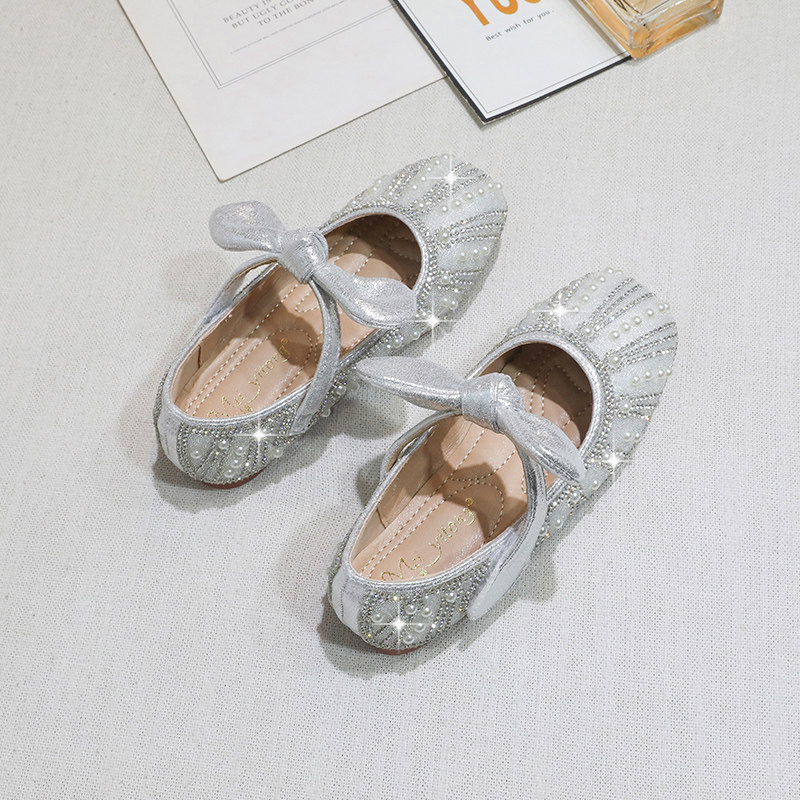 Hong Kong girls' princess shoes 2022 spring and autumn dress children's soft-soled leather shoes baby shoes girls show crystal shoes