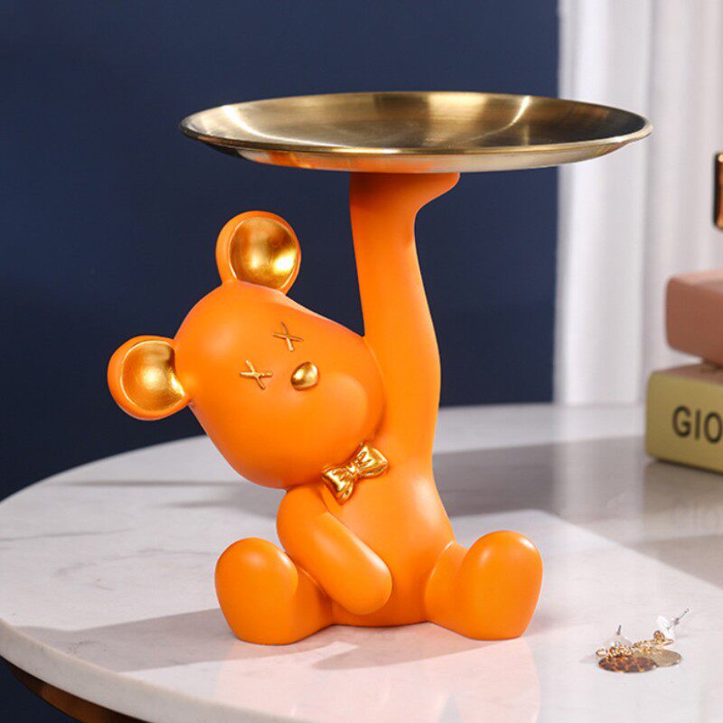 Violent Bear Key Storage Small Ornament Tray Living Room Entrance Entrance TV Cabinet Home Wine Cabinet Desktop Decorations
