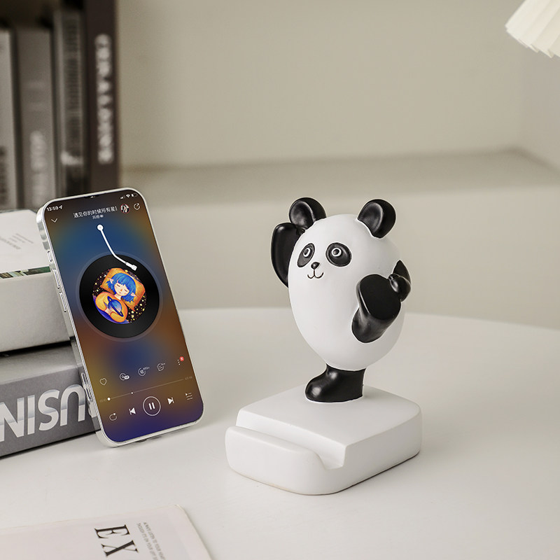 Cute mobile phone rack creative room office desktop layout decoration good object recommended gift panda ornament