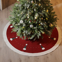 Christmas decorations knitted red Christmas tree skirt white twist tree bottom apron holiday dress floor mat arrangement