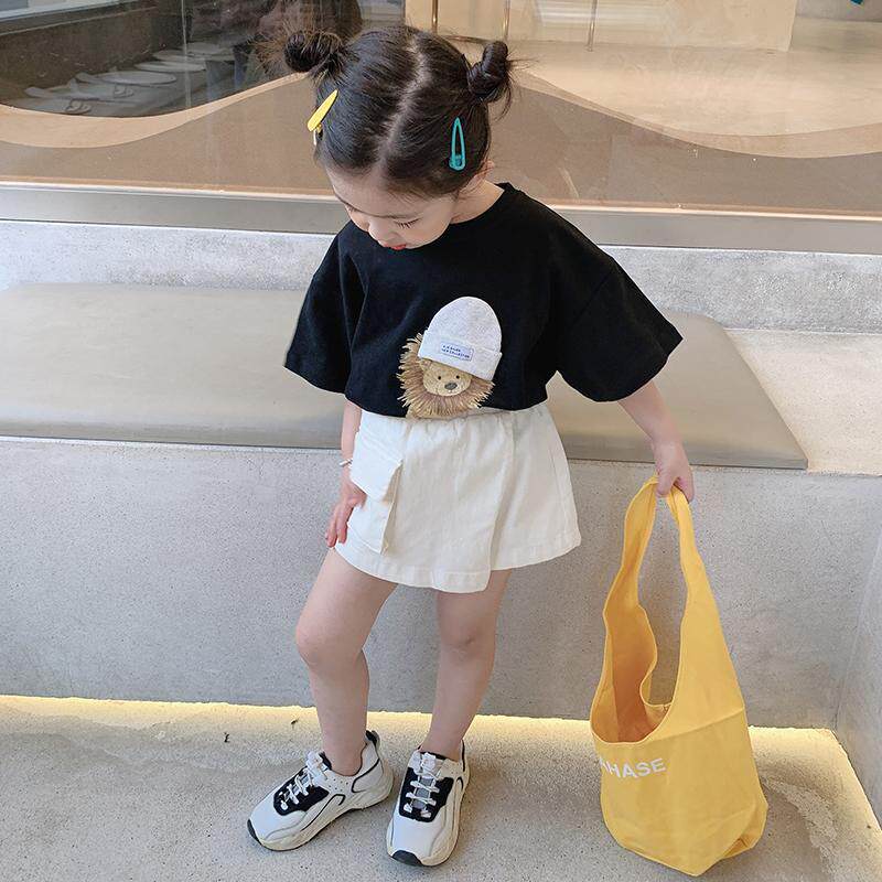 Girls' summer suits, children's Korean T-shirts, skirt pants, two-piece suits, baby girls, Western style, casual all-match short-sleeved pants