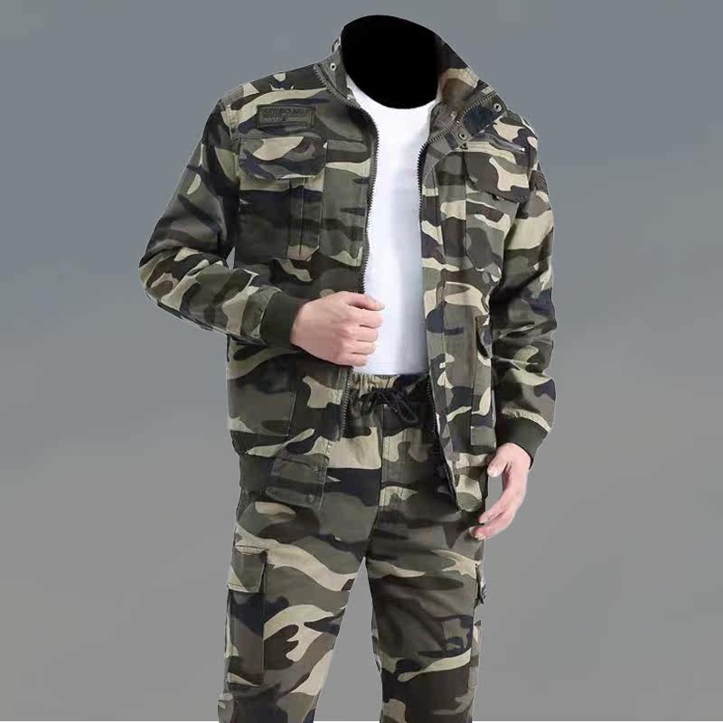 Cotton camouflage clothing suit men's elastic wear-resistant electric welding labor insurance clothing anti-scalding flame retardant overalls autumn and winter overalls thickened