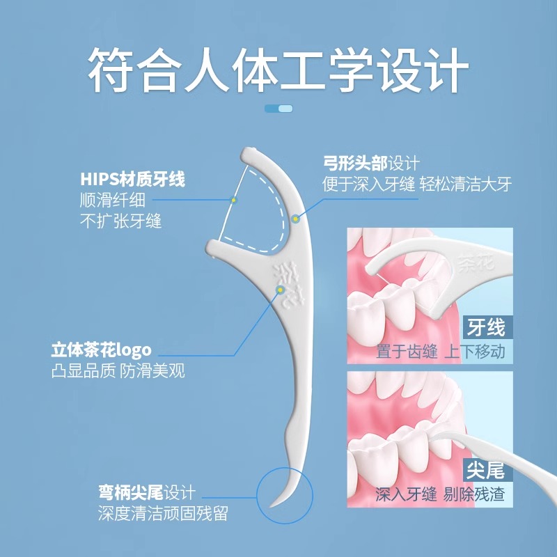 牙缝间的贴心伴侣：茶花一次性便携式牙线套装