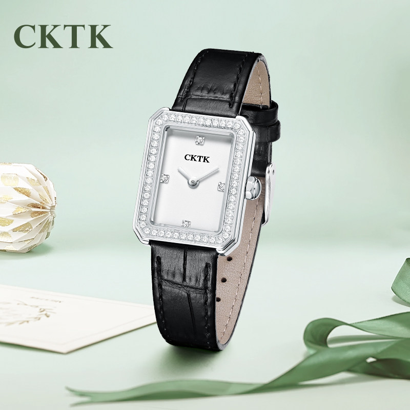 Enis recommends CKTK handwatch women's small crowdlight luxury quartz watch inlaid with small square pan temperament advanced sensation watches
