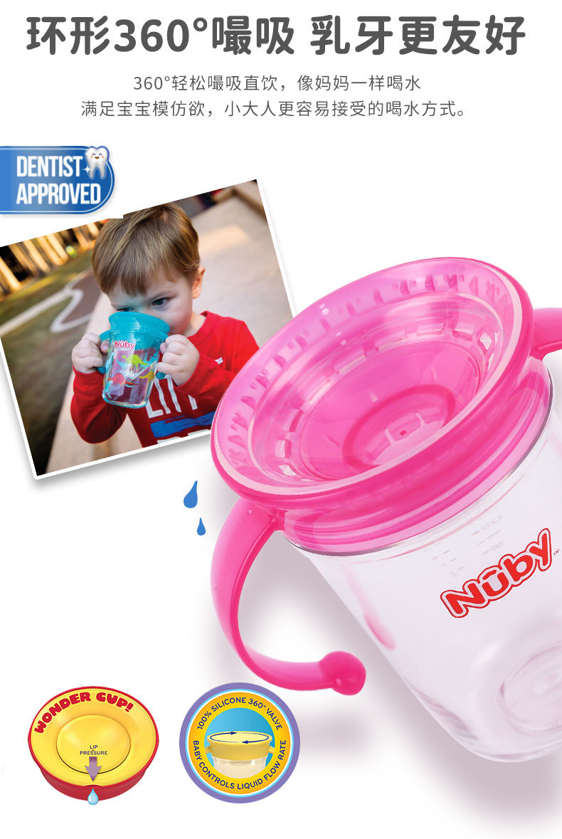 Nuby 努比 tritan360°啜饮 防漏水学饮杯 240ml 图2