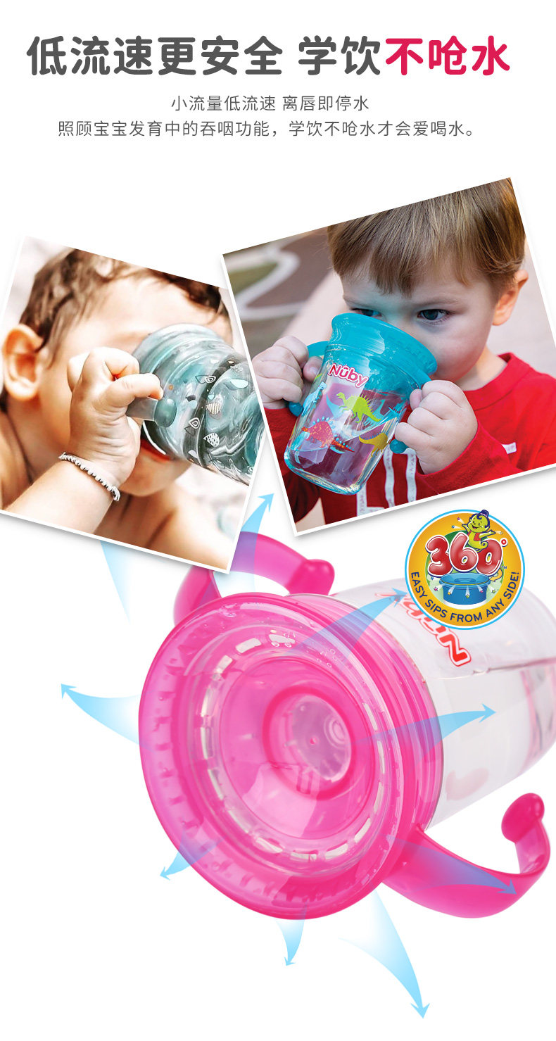 Nuby 努比 tritan360°啜饮 防漏水学饮杯 240ml 图4