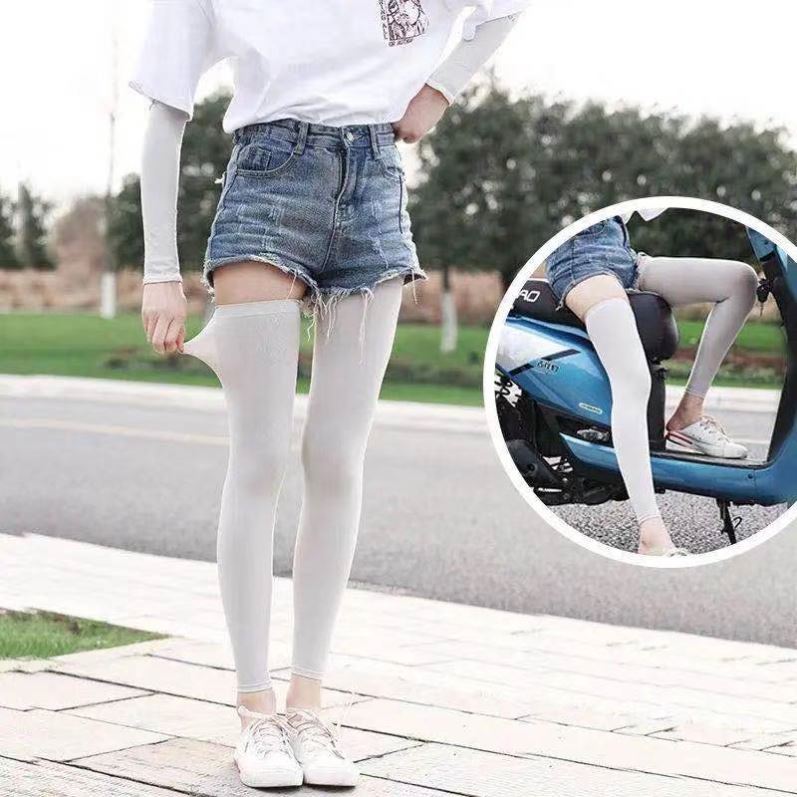 Sunscreen Legs Socks Riding Thin Summer Ice Silk Outdoor Set Foot Men And Women Sports Basketball Football Running Kneecap Legs