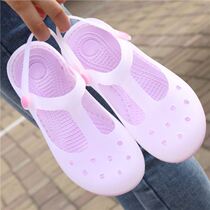 Foot slippers summer Baotou hole shoes womens sandals womens fashion Garden jelly Korean beach slippers non-slip