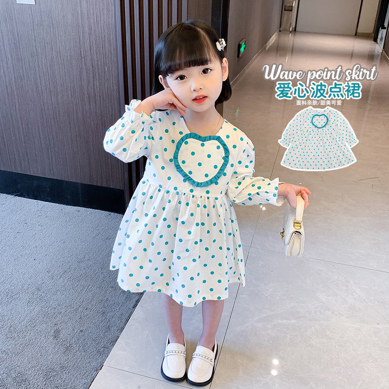 Girls love polka dot skirt 2020 spring and autumn new small fresh small and medium children sweet beauty baby cotton princess skirt autumn
