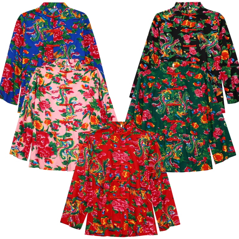 Northeastern Large Floral Fabric Shirt for Sisters, Funny Robe, Best Friend, Bridesmaid, Internet Celebrity, Party, Annual Meeting, Performance Costume