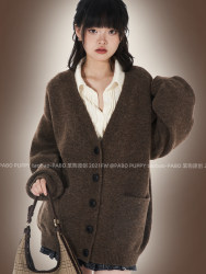 PABO stupid dog original winter forest limited deer plush feeling lazy brown sweater cardigan jacket warm