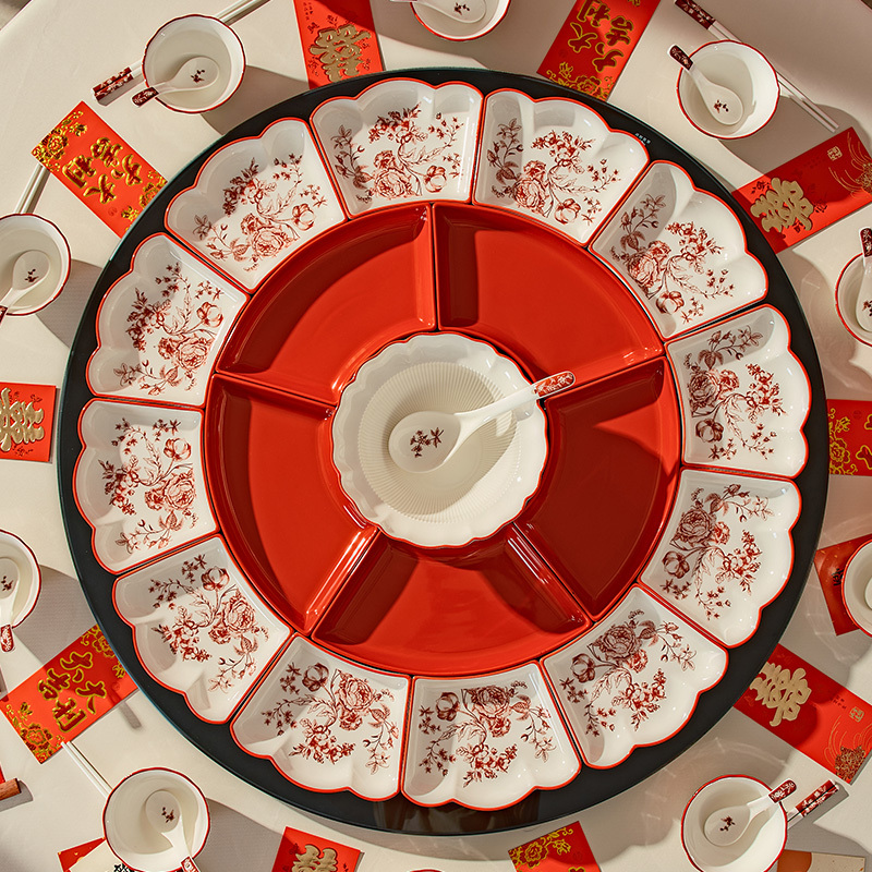 Reunion Dinner Tableware Platter Set, Home Atmosphere Bowls and Plates Set, New Year's Eve Dinner, Housewarming, Wedding Gift