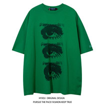 HYXDJ original boomer street green short sleeve t-shirt male and female tidal oversize easy bf wind half sleeve blouse