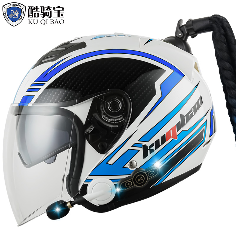Cool riding treasure motorcycle helmet men and women electric vehicle half helmet American DOT and 3C dual certification bluetooth helmet