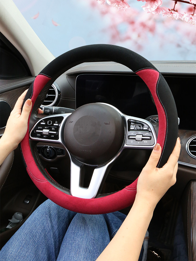 Steering Wheel Cover Winter Short Plush Unisex Ultra-Thin Cute Winter Warm Suede Car Handle Cover