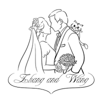 Hand-painted wedding logo design Q version real-life photo ins custom comic wedding invitation wedding photo human-shaped standing sign