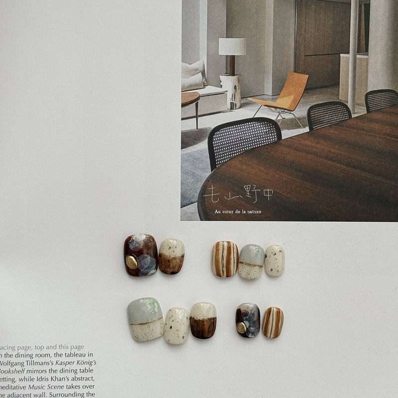 Nail Handmade Nails from the Mountains, Popular on Xiaohongshu and Instagram, Caramel Blue Glaze, Melard Color Series, Wearable Nails
