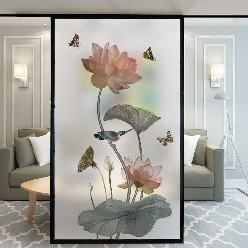 Glass stickers Decorative Windows Toilet Cling Film Anti-Light Opaque Makeup Room Doors And Windows Floral Paper Personality Creativity