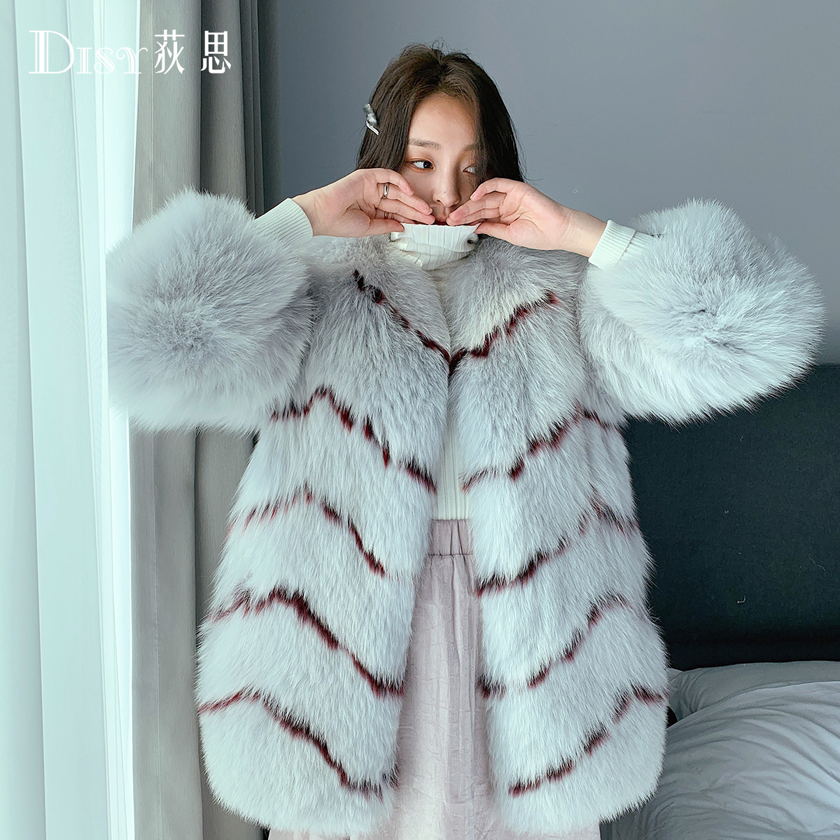 Disy imported whole leather fox fur coat women's mid-length version 2019 winter new Haining fur coat