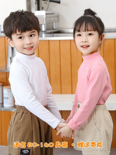 Детская приятная телу хлопковая цветная белая футболка для мальчиков, в западном стиле, высокий воротник, подходит для подростков