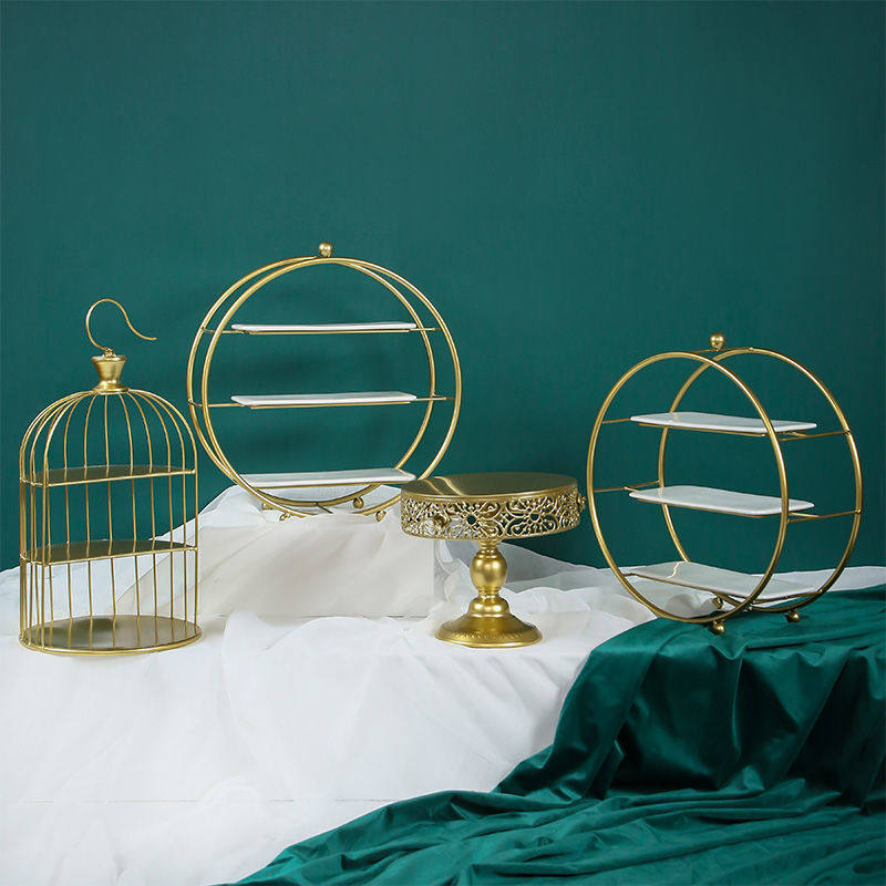 Cake stand, dessert stand, European-style cake stand, wedding props, lace cake plate, wrought iron dessert stand