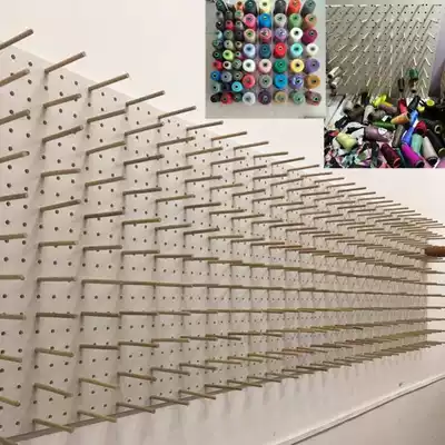 Sewing thread storage shelf Solid wood put pagoda thread household coil rack can put 96 axis sewing storage shelf thread put wall hanging