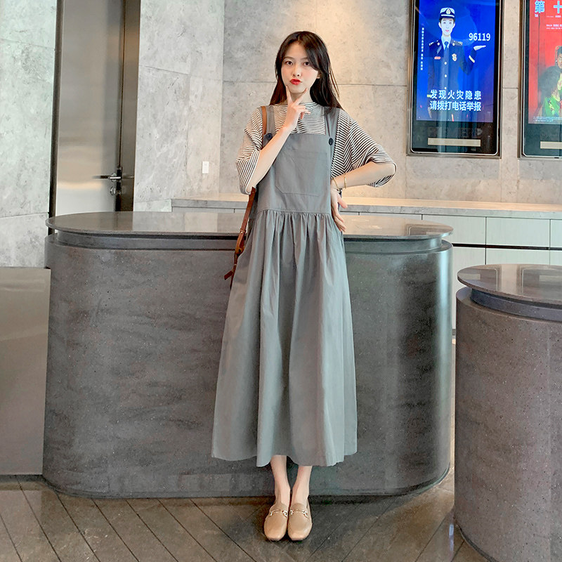 Pregnancy Woman Dress Suit 2022 Early Spring Ocean Pie Out Fashion Nets Red Knit Striped Pure Cotton Foreign Dress Two Sets