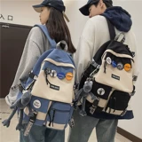 Ранец, вместительный и большой универсальный рюкзак, модная трендовая брендовая сумка через плечо, в корейском стиле, подходит для подростков, подходит для студента, для средней школы