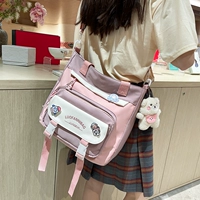 Розовая сумка на одно плечо, подвеска, значок