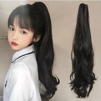 Wig girls with medium length curly hair grip clip Micro Roll Jk Double Horsetail Large Wave Natural Invisible High Braid Hair Accessories Straight