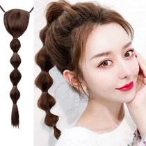 Bubble wig grip pony tail female strap style long straight hair net red lantern ponytail natural horsetail braid