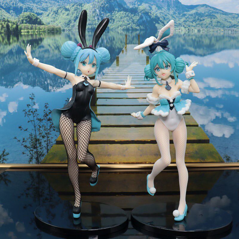 Hatsune Miku hand-made rabbit ears beautiful girl doll black and white dress bunny girl anime model sexy doll