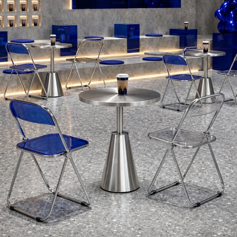 Industrial Style Coffee and Milk Tea Shop Stainless Steel Small Round Table Internet-Famous Dessert Snack Shop Bakery Cake Shop Table and Chair Set Industrial Style Coffee and Milk Tea Shop Stainless Steel Small Round Table Internet-Famous Dessert Snack Shop Bakery Cake Shop Table and Chair Set