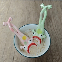 Creative funny birthday gift high-end ugly ceramic frog spoon cute fairy spoon dessert spoon
