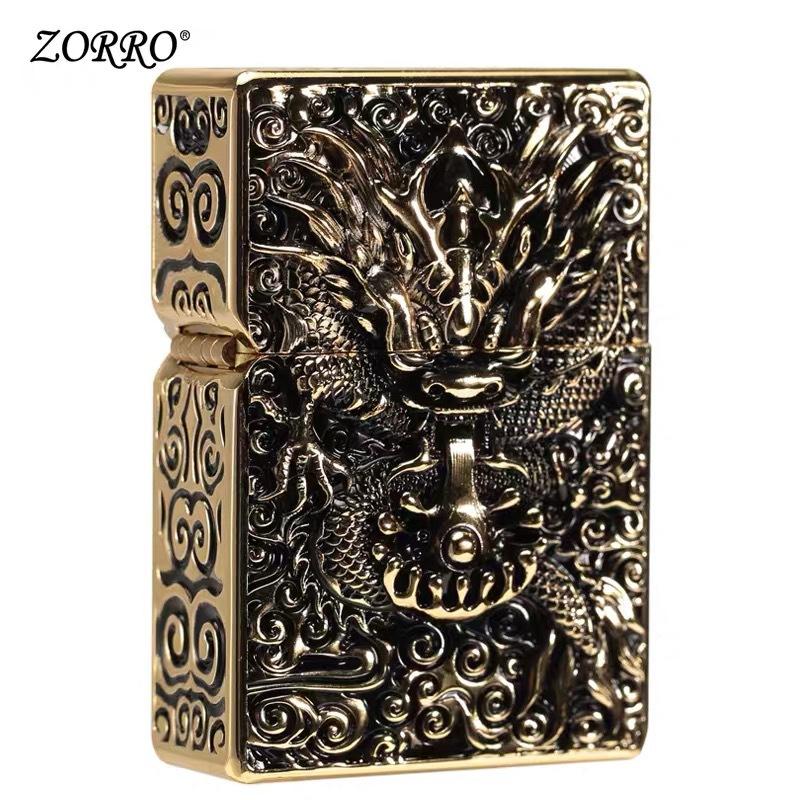 Sulow Kerosene Lighter Windproof Armor Retro Men Zorro Dragon Personality Reboyfriend Leopard Old Fashioned
