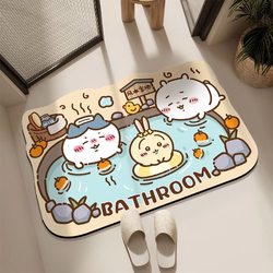 Cartoon New Jiyikawa Diatom Mud Bathroom Mat, Non-Slip, Water-Absorbent, Quick-Drying, Cute Foot Mat for Shower Room Entrance