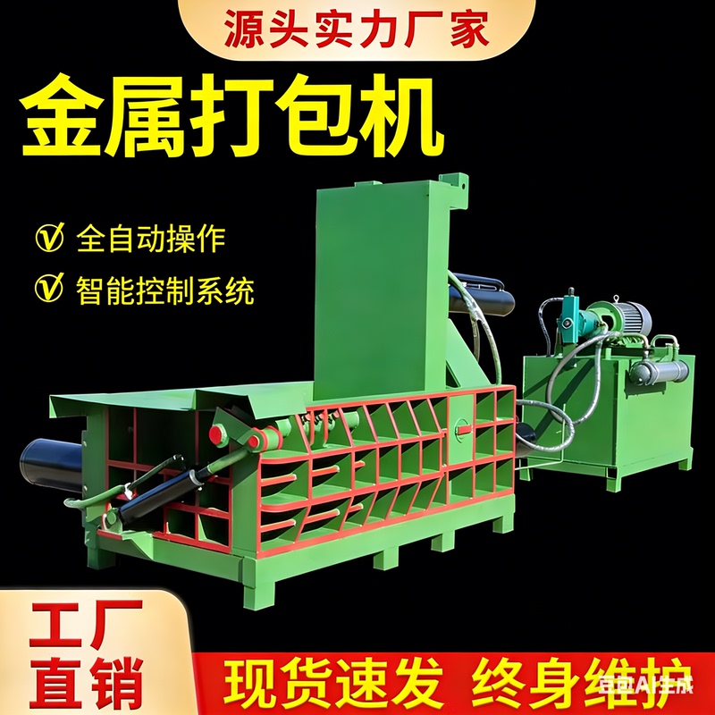 Metal Press Machine, Fully Automatic Canister Press for Waste Iron, Copper, Aluminum Scraps, High-Density Hydraulic Baling Machine for Large-Scale Scrap Steel and Iron