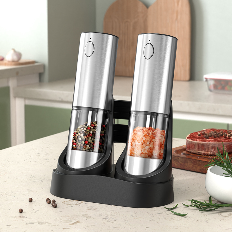 Electric Pepper Grinder Rechargeable Household Stainless Steel Manual Grinding Bottle for Freshly Ground Black Peppercorns, Sichuan Pepper Powder, and Sea Salt