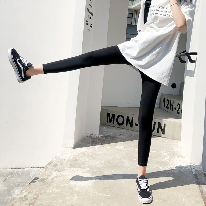 South Korean pure cotton inner lap pants children outside wearing 100 lap 90% small foot spring and summer slim fit sports tight elastic 80% pants