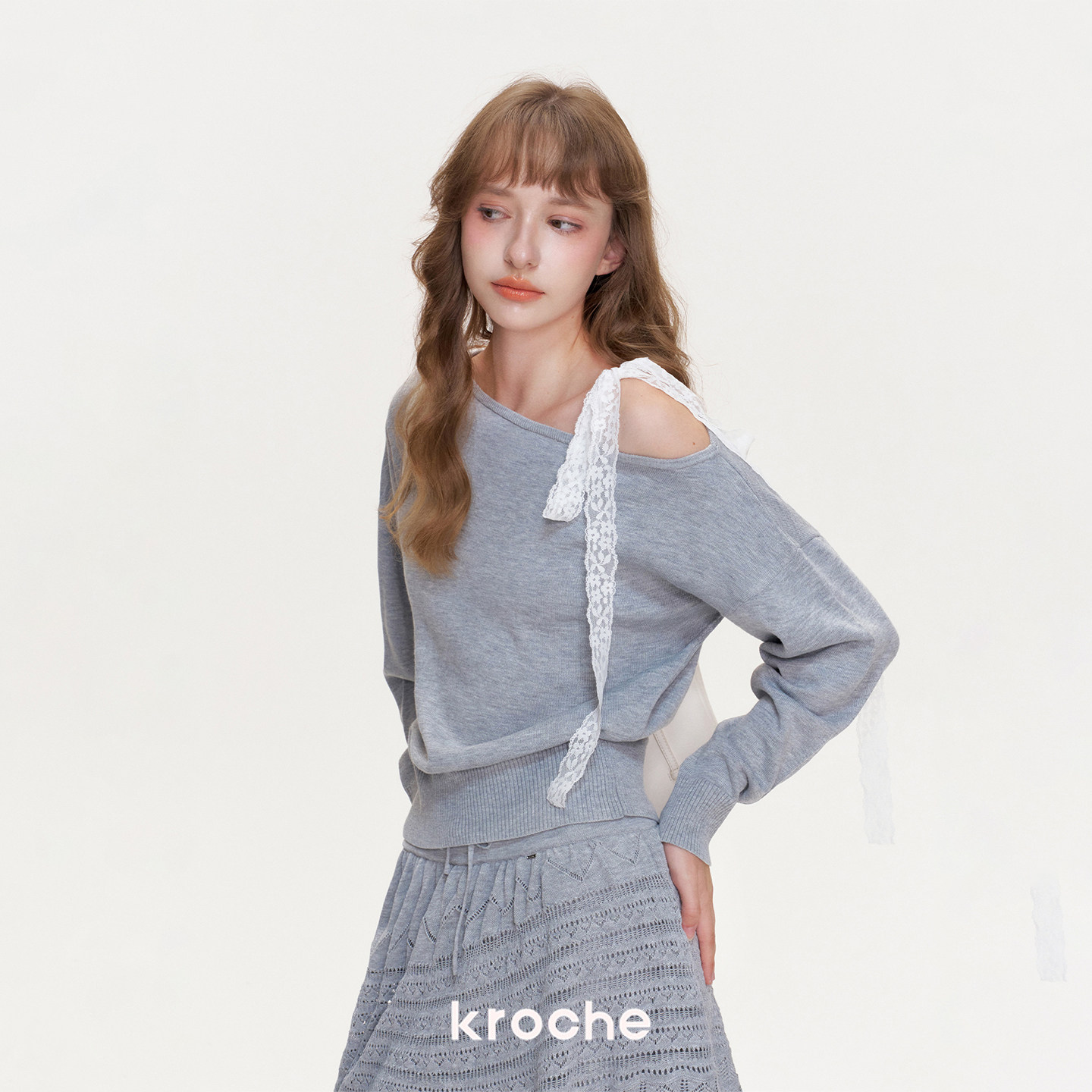 KROCHE リボン レース アシンメトリー セットアップ