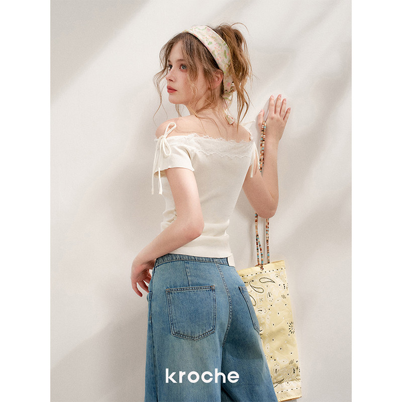 KROCHE レース 半袖 Tシャツ KEC4012