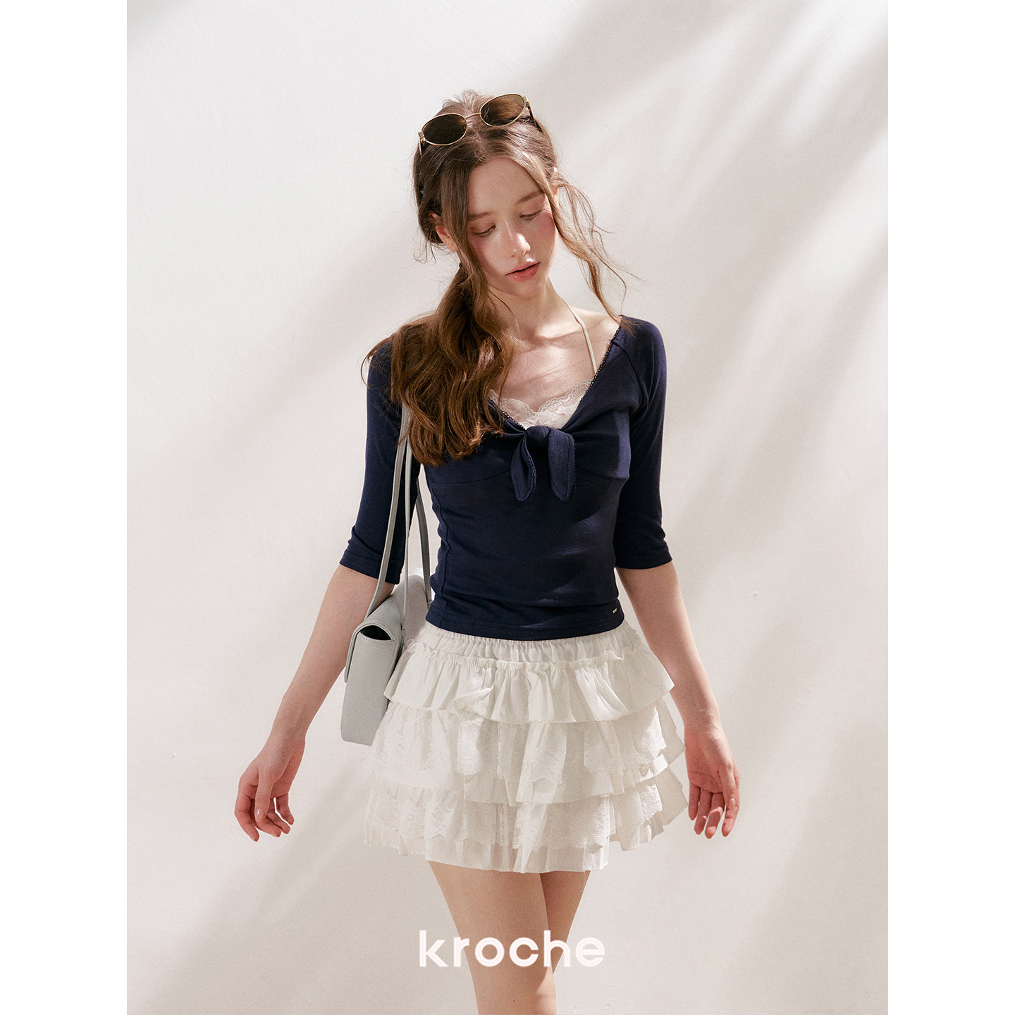 KROCHE レース ティアード ハイウエスト スカート KDC8065